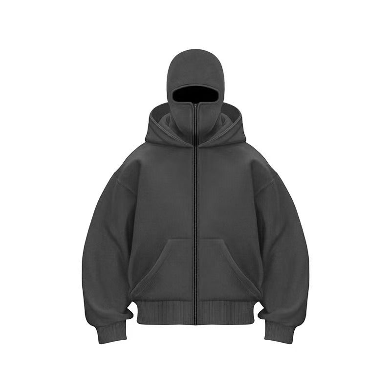 Double-layer hooded zip-up sweatshirt teemdrop