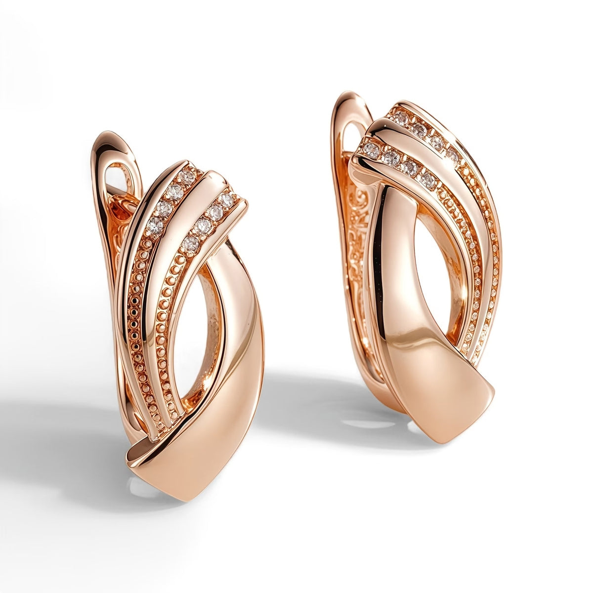 Minimalist Geometric Hollow Copper Zircon Earrings Gold teemdrop