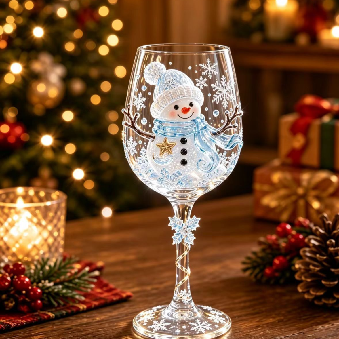 Christmas Halloween Themed Glass Art Goblet Festive Drinking Cup teemdrop