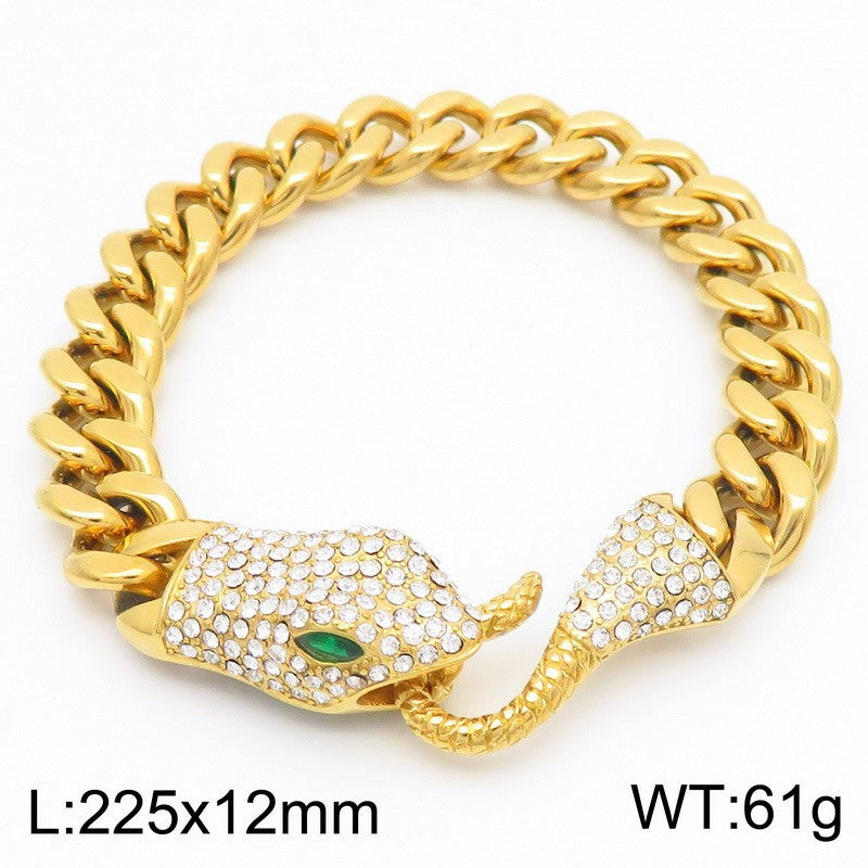Men's Vintage Snake Head Titanium Steel Punk Bracelet