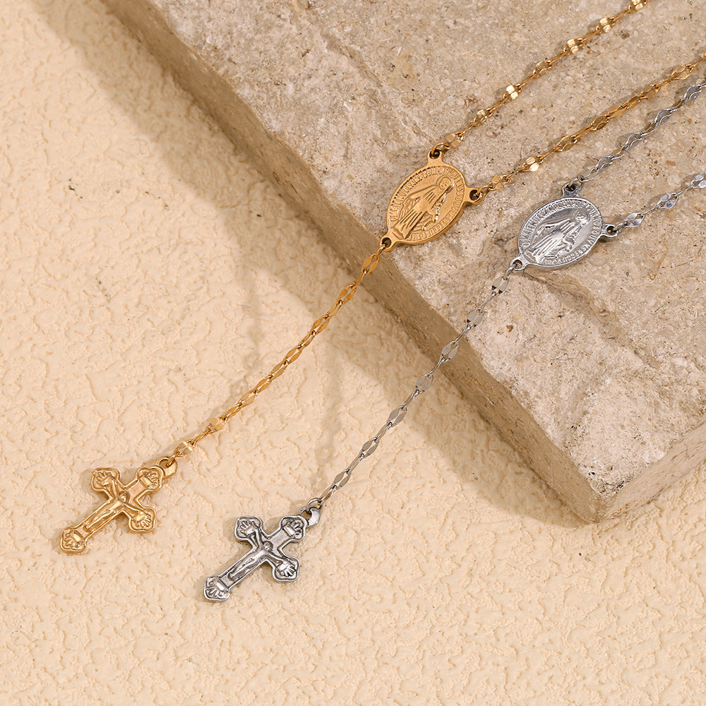 Women's Cross-shaped Lip Pendant Necklace