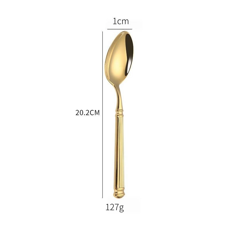 Stainless Steel Western Tableware Knife Fork Spoon Roman Column Design