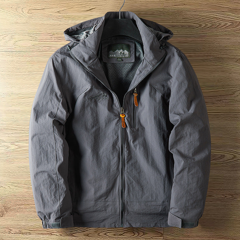 Men's Lightweight Nylon Hooded Windbreaker Sports Jacket teemdrop