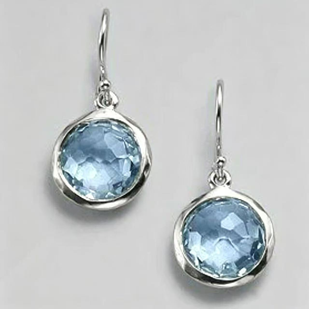 Cross-border Fashion Gold Inlaid Sea Blue Crystal Earrings Simple All-match Retro Style Distinctive Ear Hook