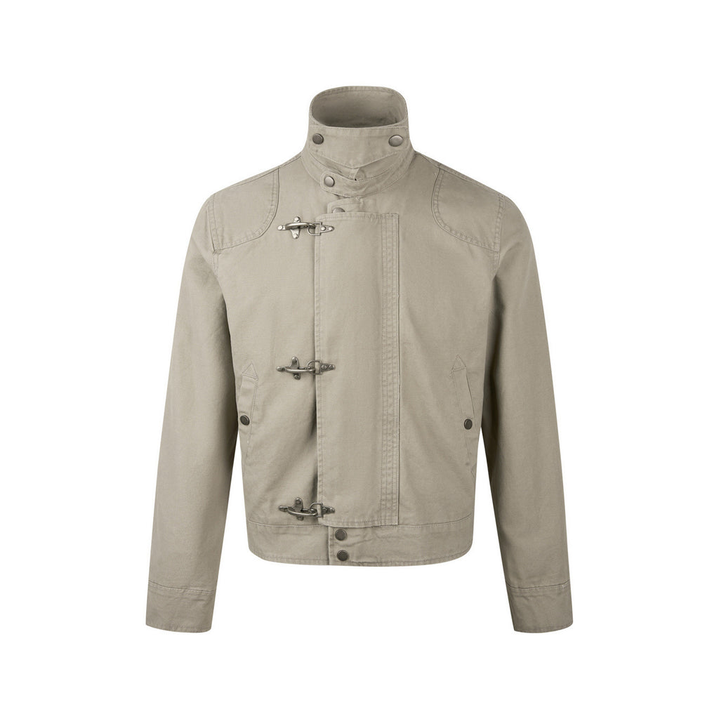 Stand Collar Cotton Canvas Workwear Jacket teemdrop