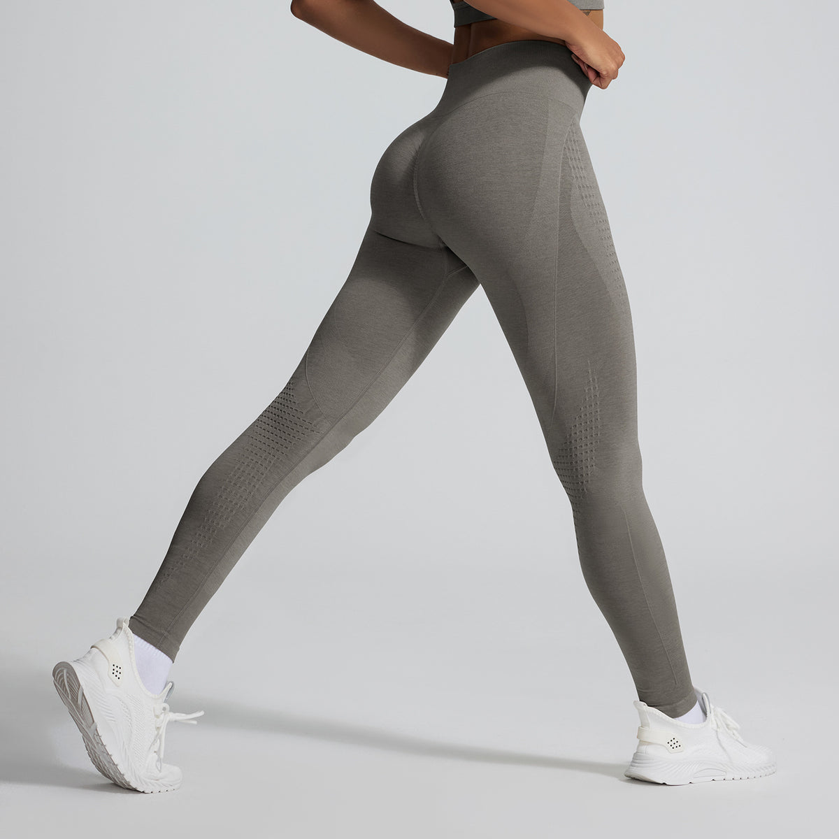 Women's Seamless Jacquard High-Waist Cropped Yoga Pants teemdrop