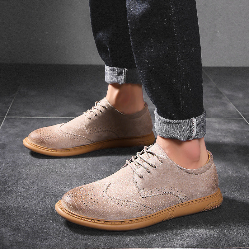 Men's Brogue Leather Casual Breathable Loafers Driving Shoes teemdrop