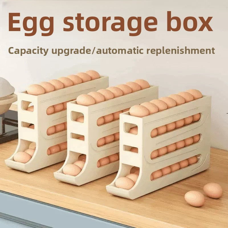 Automatic Gravity-Fed Egg Storage Rack