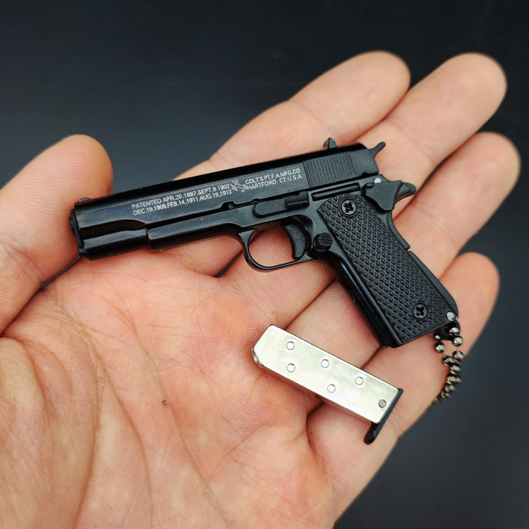 1:3 Scale 1911 Alloy Metal Gun Model Keychain Pendant, DIY Assembly