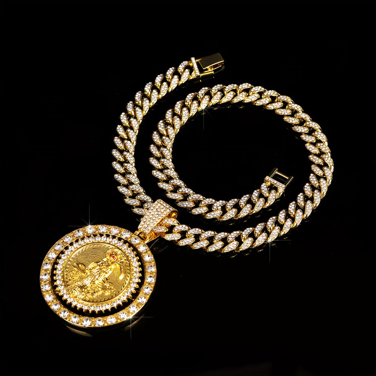 Rhinestone Pendant Necklace Hip-Hop Style