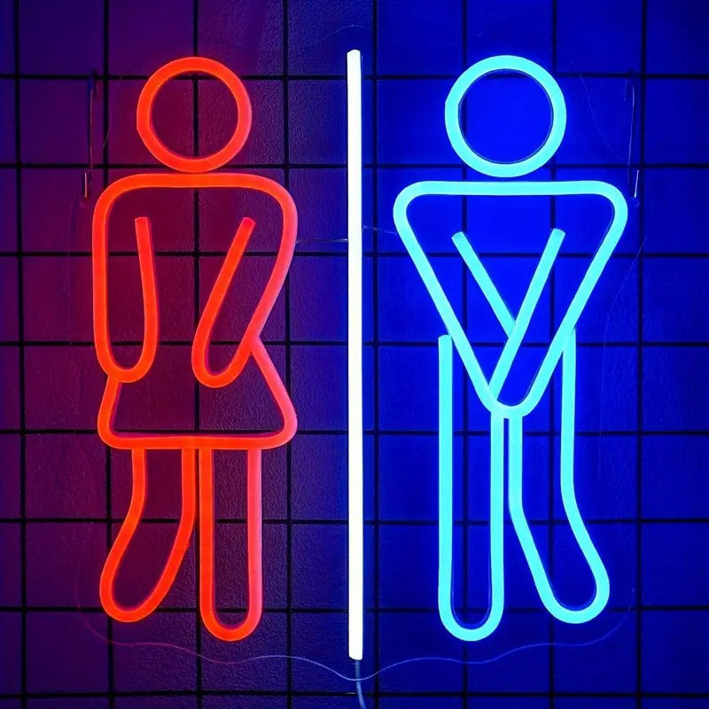LED neon sign restroom teemdrop