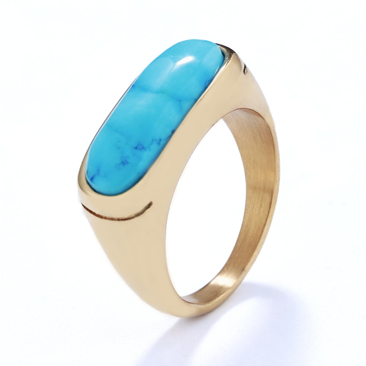 Personalized Natural Stone Engraved Vintage Ring