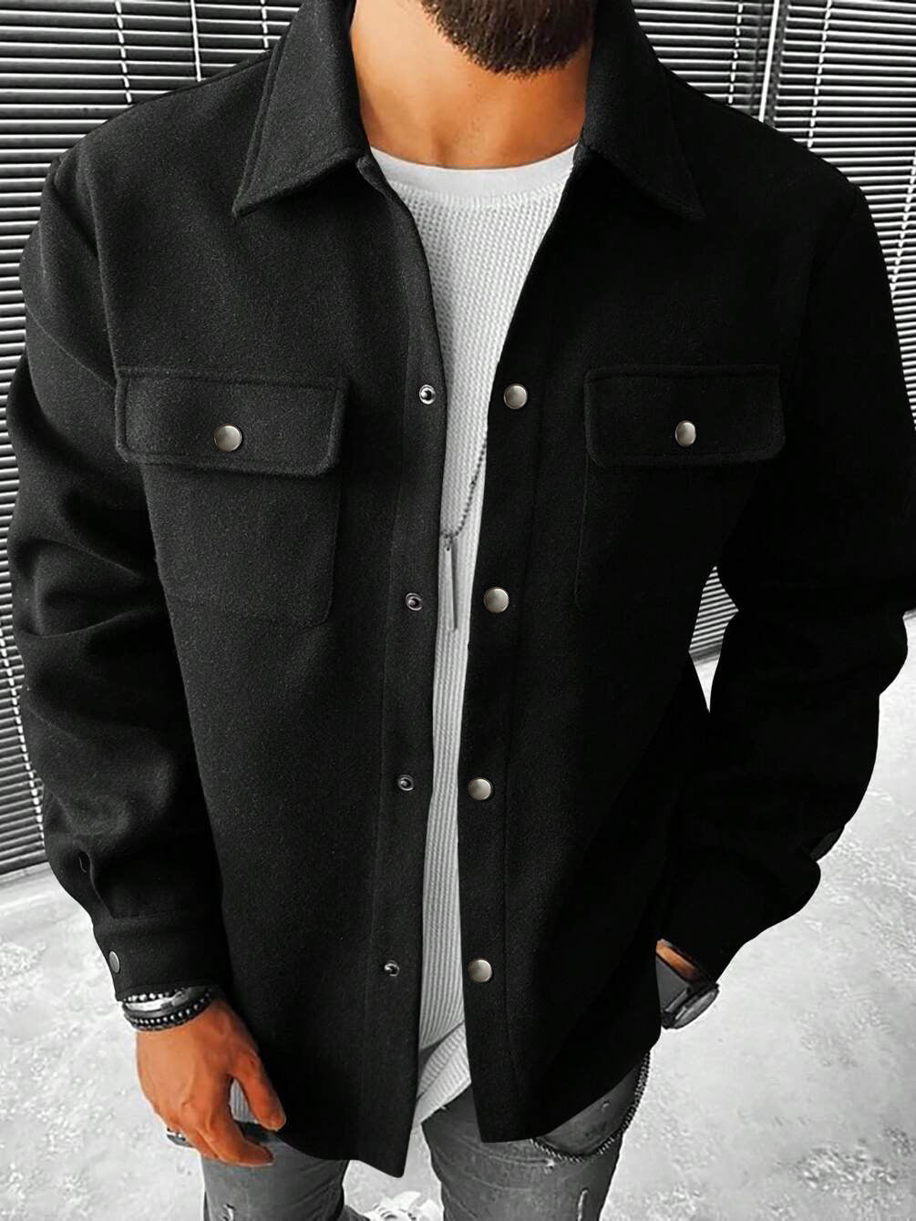Men's Brushed Polyester Lapel Windproof Casual Jacket teemdrop