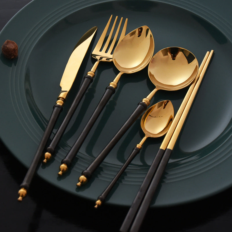 Black Gold Mirror Stainless Steel Cutlery Set
