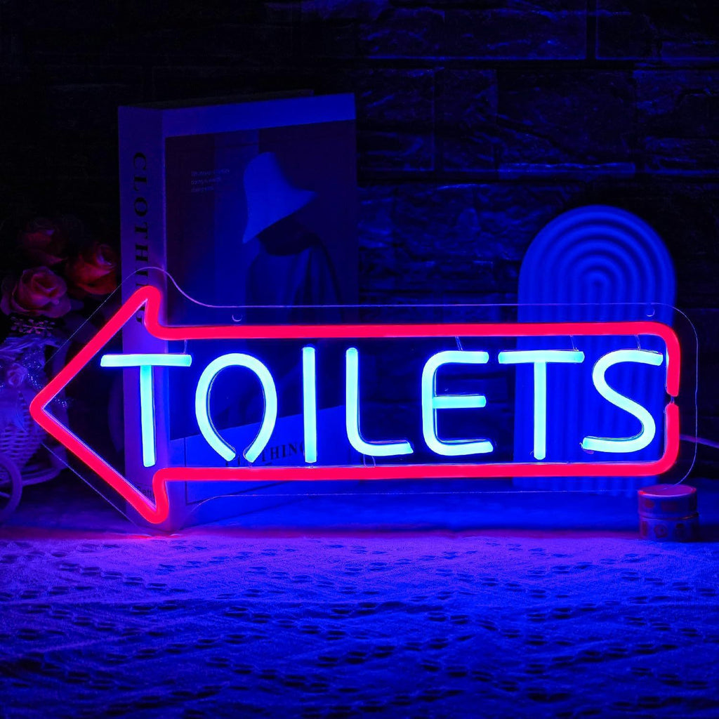 LED neon sign restroom teemdrop