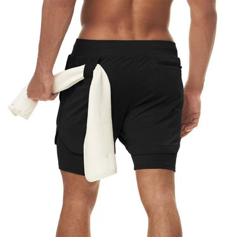 Men's Double Gym Shorts Jogging Quick-Dry