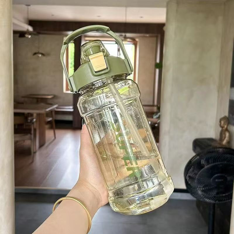 Portable fitness sports drinking straw water bottle teemdrop