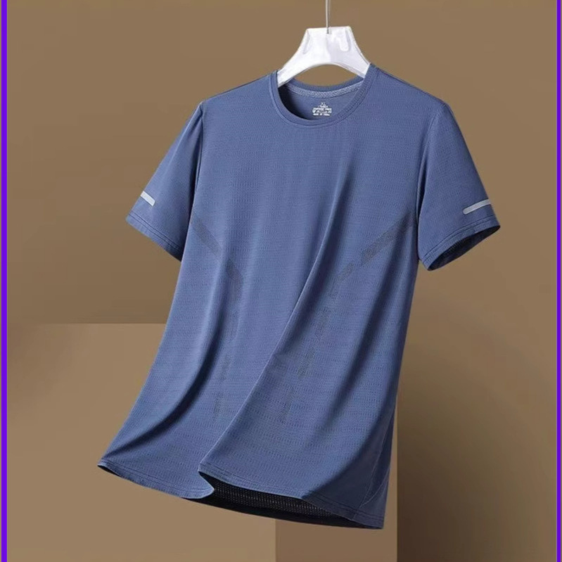 Men's Ice Silk Short Sleeve T-Shirt Quick Dry Breathable Loose Fit Summer Top teemdrop