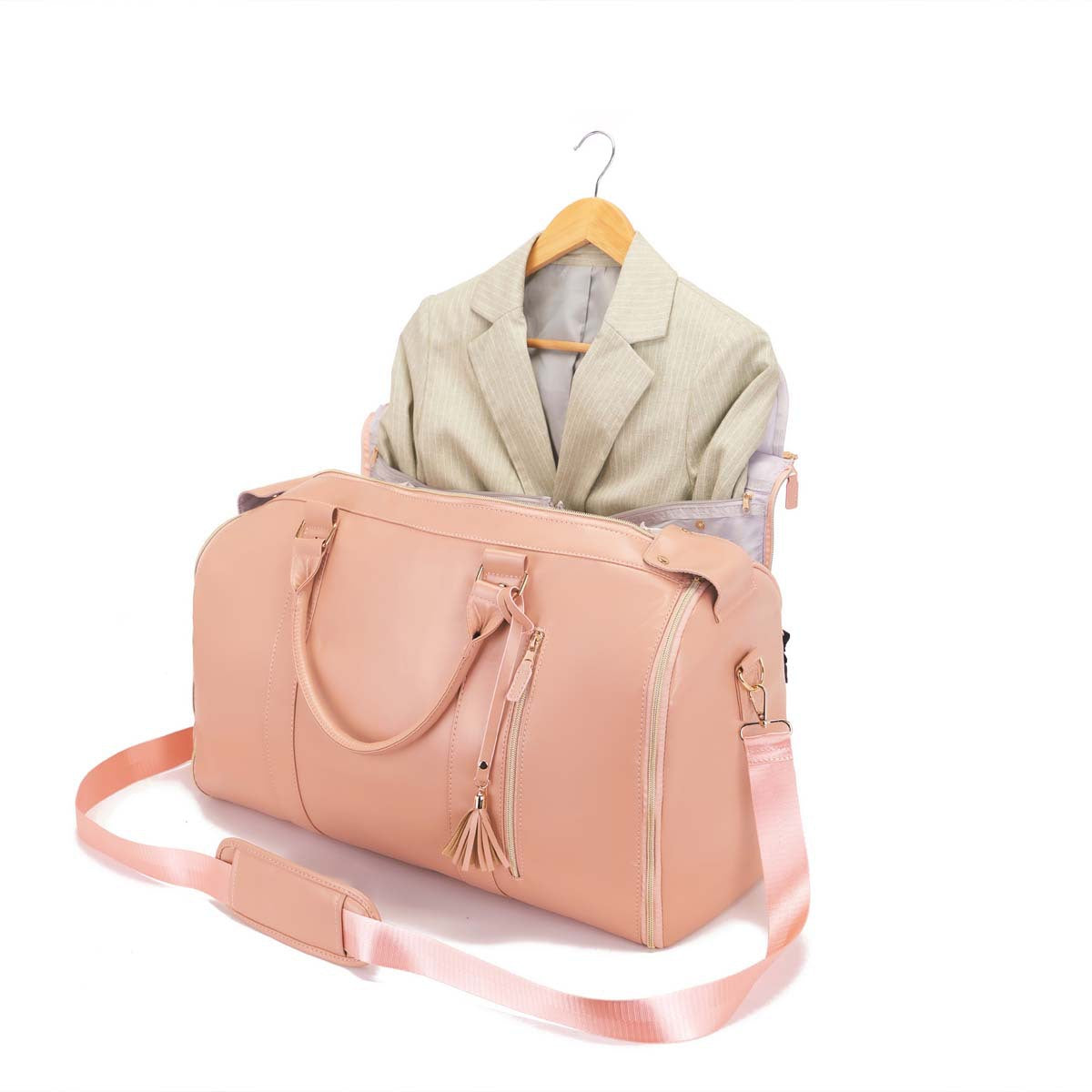 Large Capacity PU Leather Canvas Travel Duffel Bag