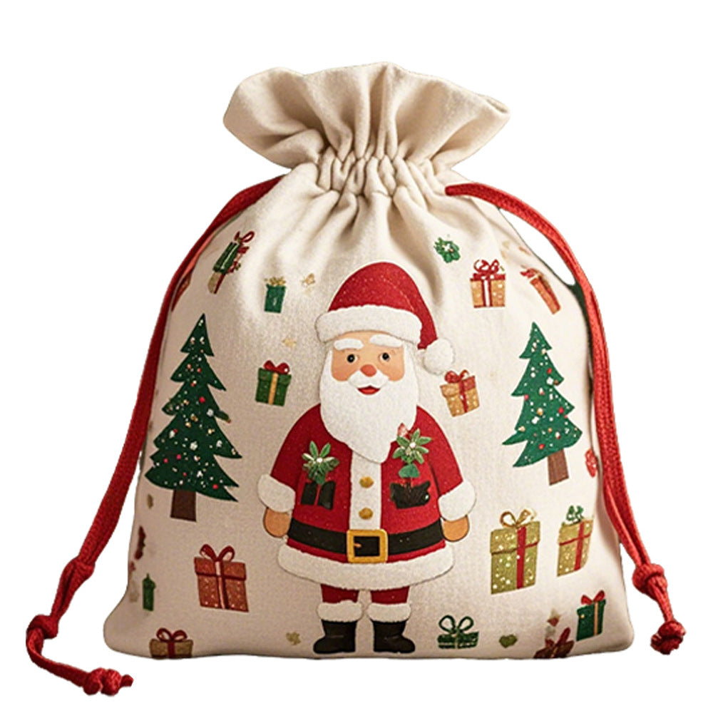 Christmas Cotton Drawstring Gift Bags for Parties