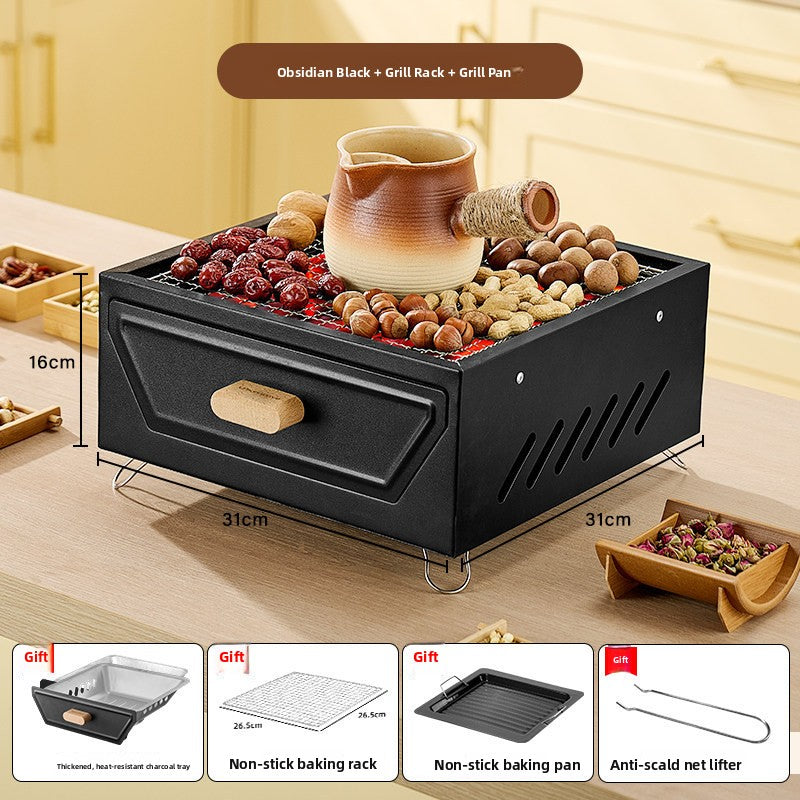 Portable Outdoor Stainless Steel Folding Charcoal Grill teemdrop