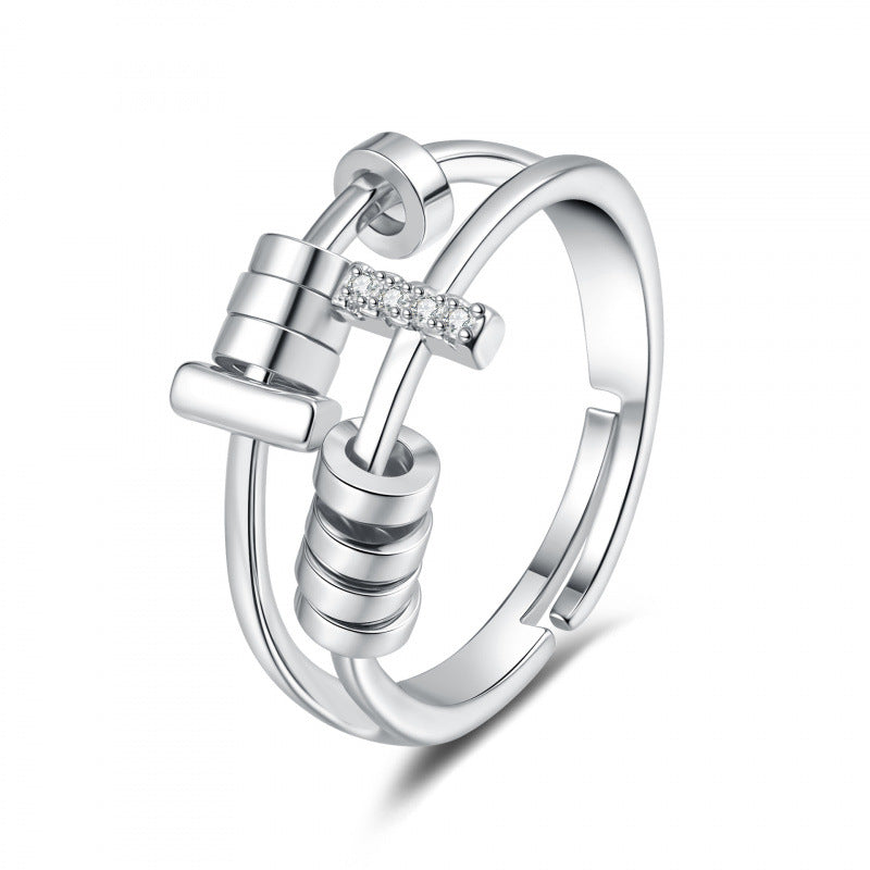 Anti-anxiety and stress-relieving rotating copper band ring