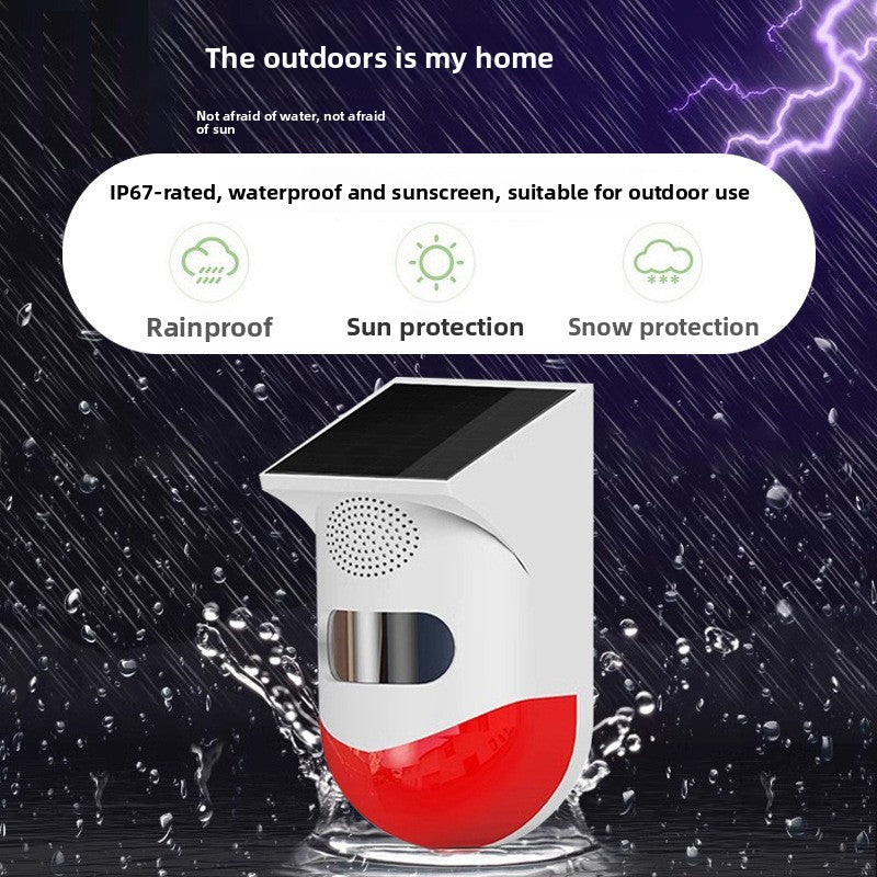 Solar Outdoor PIR Motion Sensor Alarm with Remote Control and Siren teemdrop