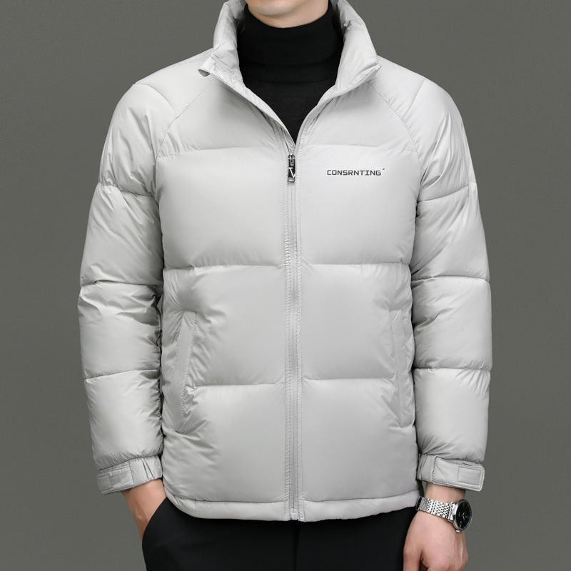 Mens Thickened Solid Color Stand Collar Padded Jacket teemdrop