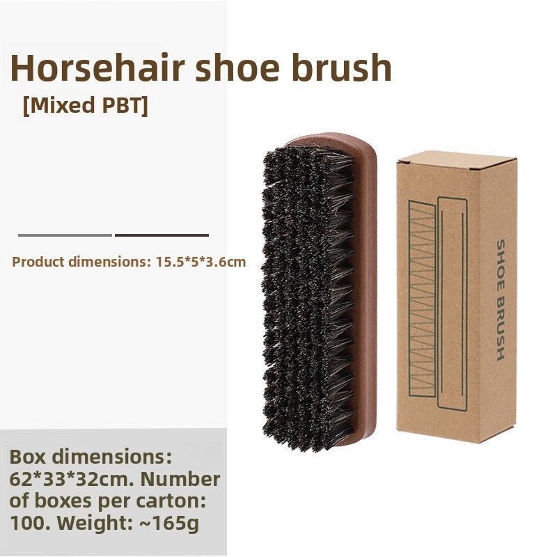 Natural Horsehair Wooden Handle Shoe Care Cleaning Polishing Brush Kit teemdrop