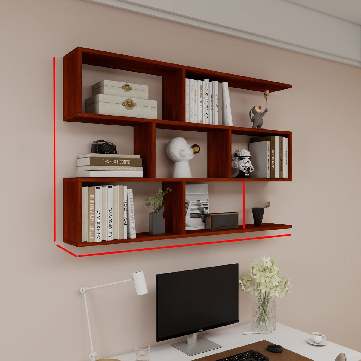 Modern 3-Tier Wall Mounted Particleboard Storage Shelf Rack teemdrop