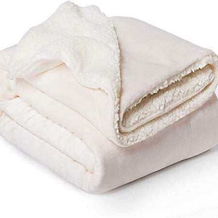 Double-Sided Plush Sherpa Fleece Blanket Thick Warm Solid Color Soft Throw