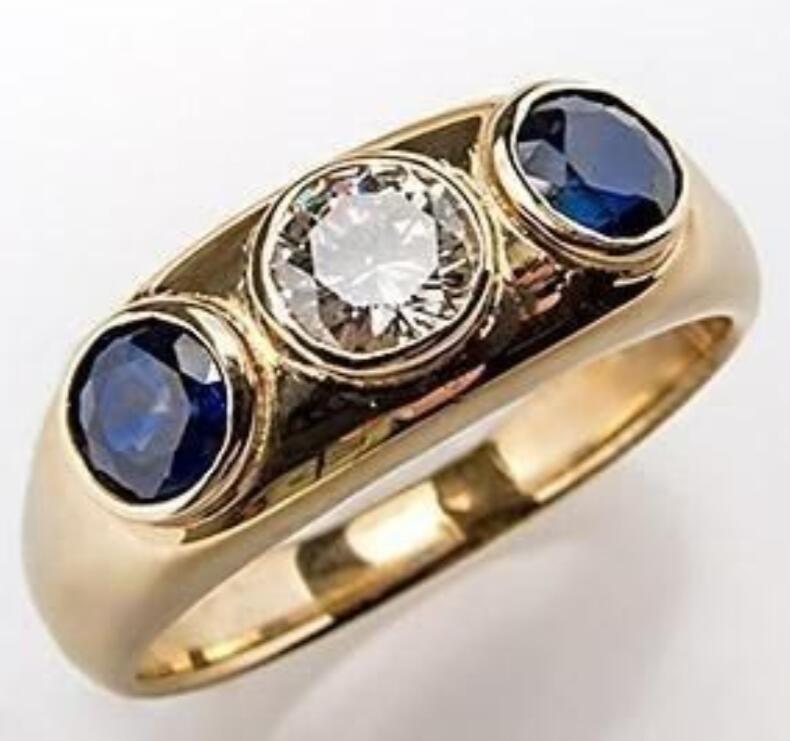 Men's Geometric Micropaved Zircon Ring Gold Zinc Alloy Jewelry teemdrop