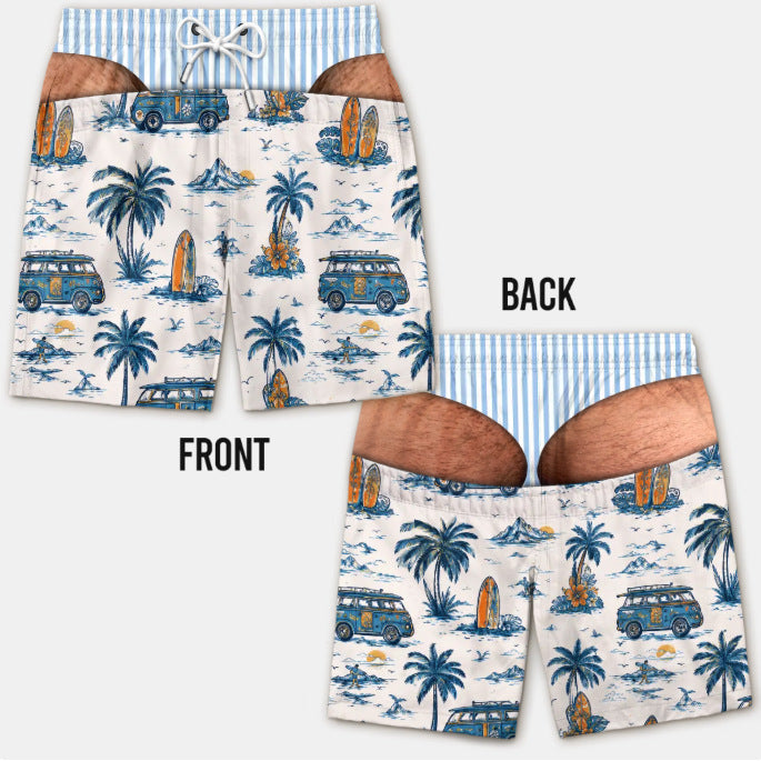 Men's 3D Patriotic Print Loose Beach Shorts