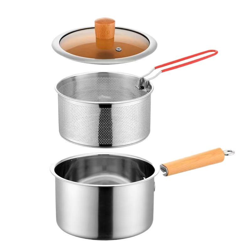 Stainless Steel Frying Pan with Wood Handle