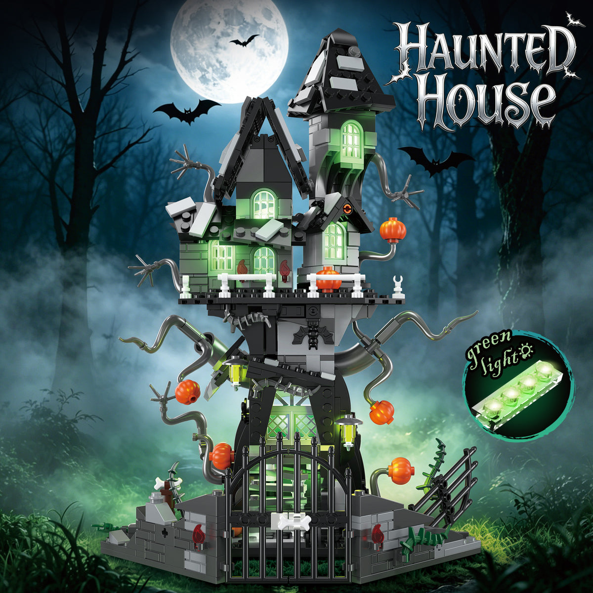 Halloween Pumpkin Haunted House Building Blocks