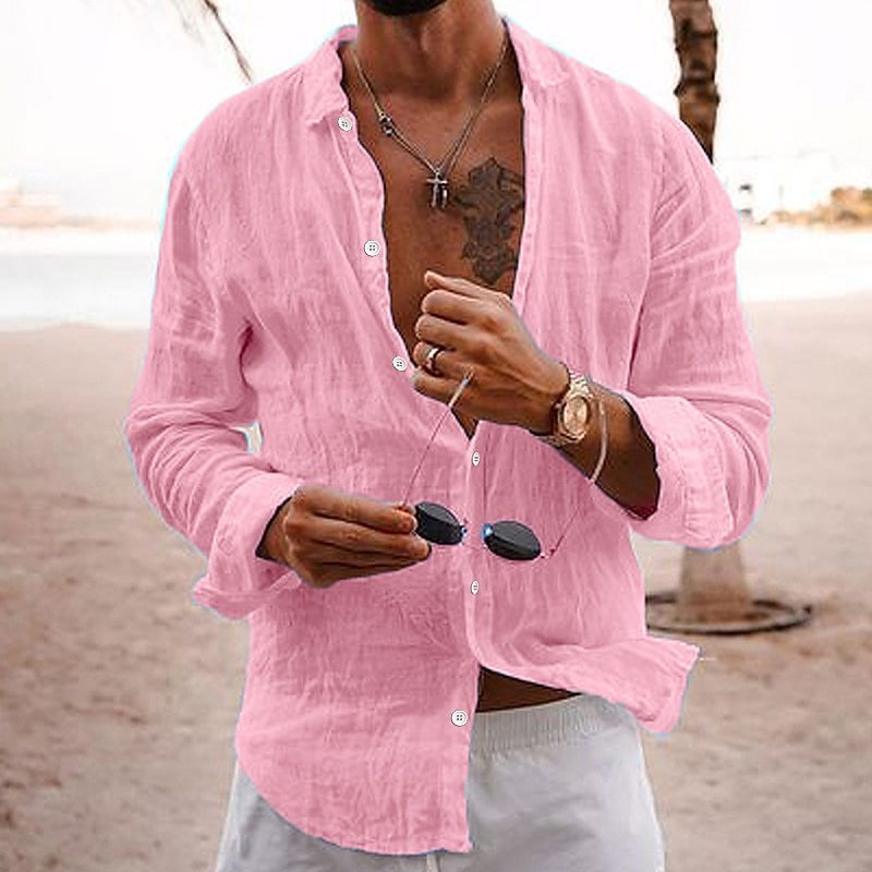 Cotton-linen long-sleeve shirt teemdrop