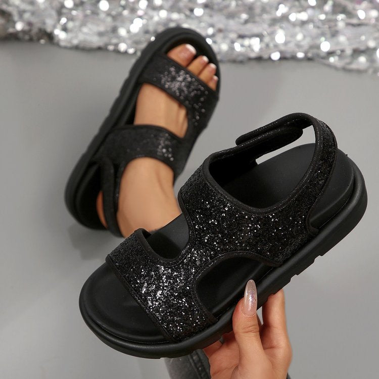 Women Summer Velcro Platform Roman Sandals teemdrop