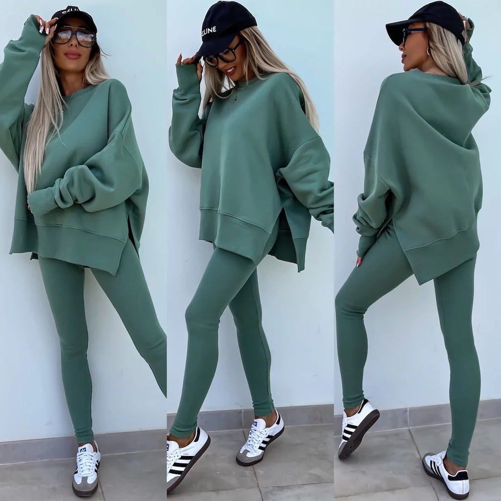 Long Sleeve Sweatshirt and Tight Trousers Set