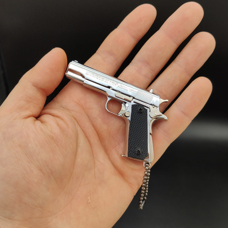 1:3 Scale 1911 Alloy Metal Gun Model Keychain Pendant, DIY Assembly