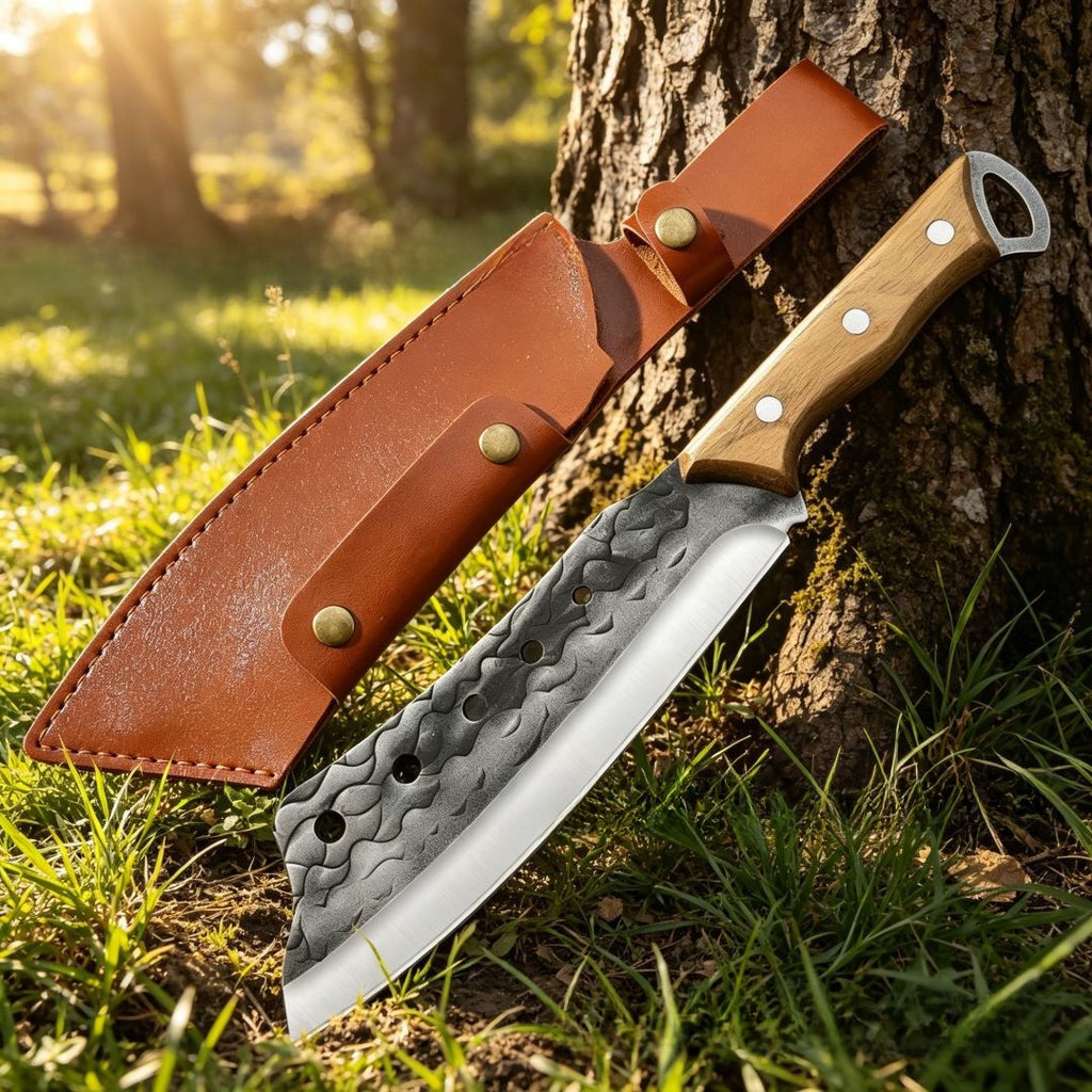 Hand-Forged Butcher Knife with Sheath