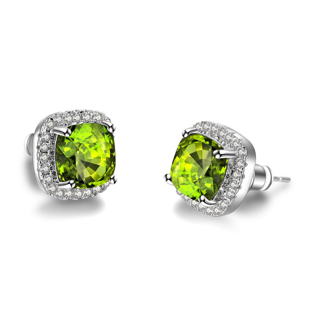 Geometric Full Diamond Zircon Earrings for Women Electroplated Copper Studs