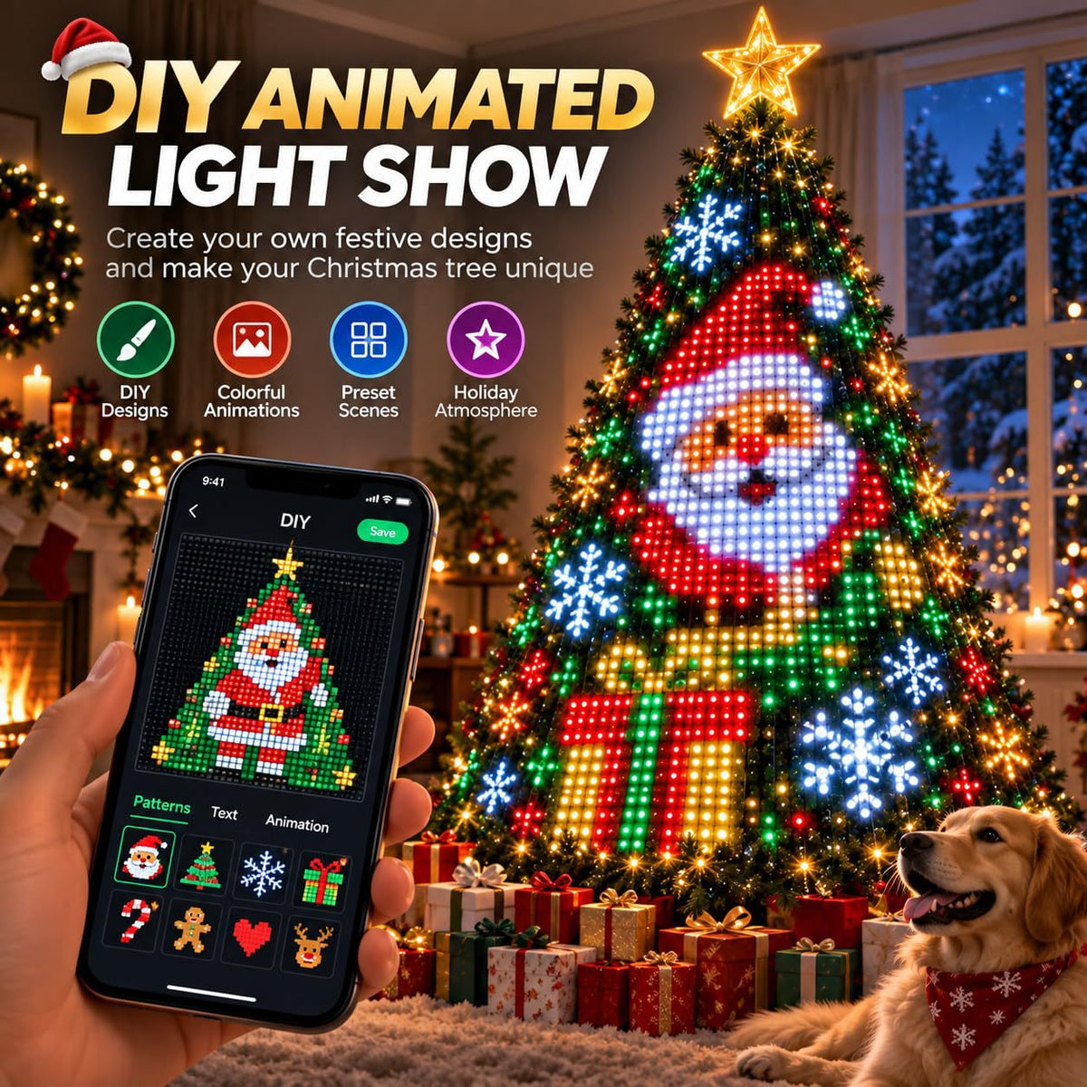 Smart RGB LED Christmas String Lights USB Remote Control Wall Hanging Holiday Decoration teemdrop