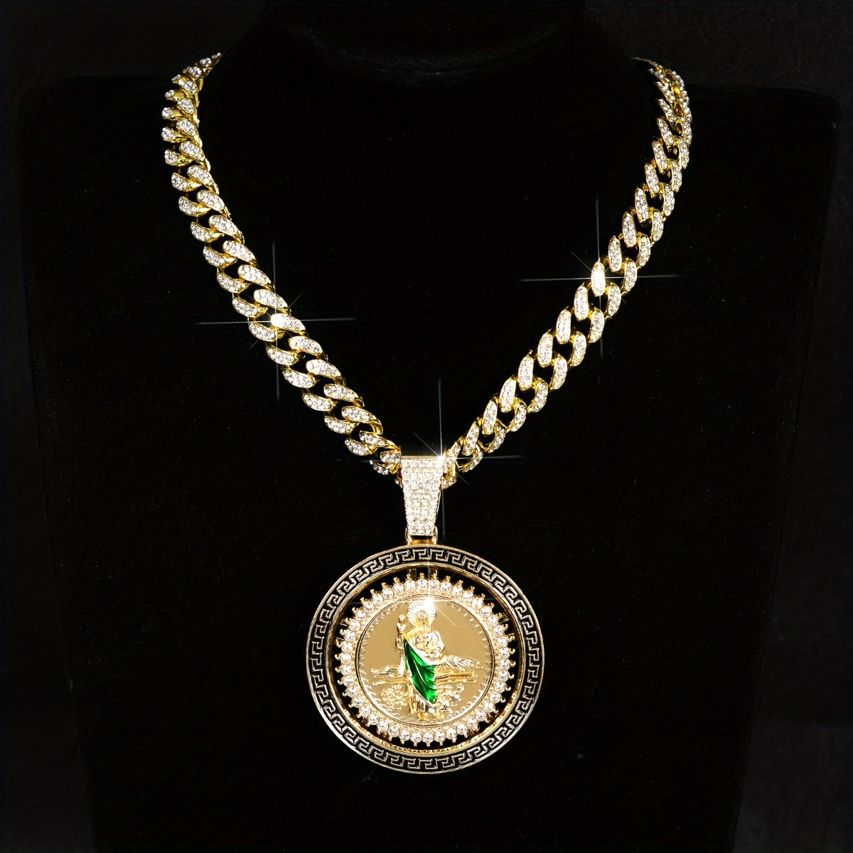 Rhinestone Pendant Necklace Hip-Hop Style