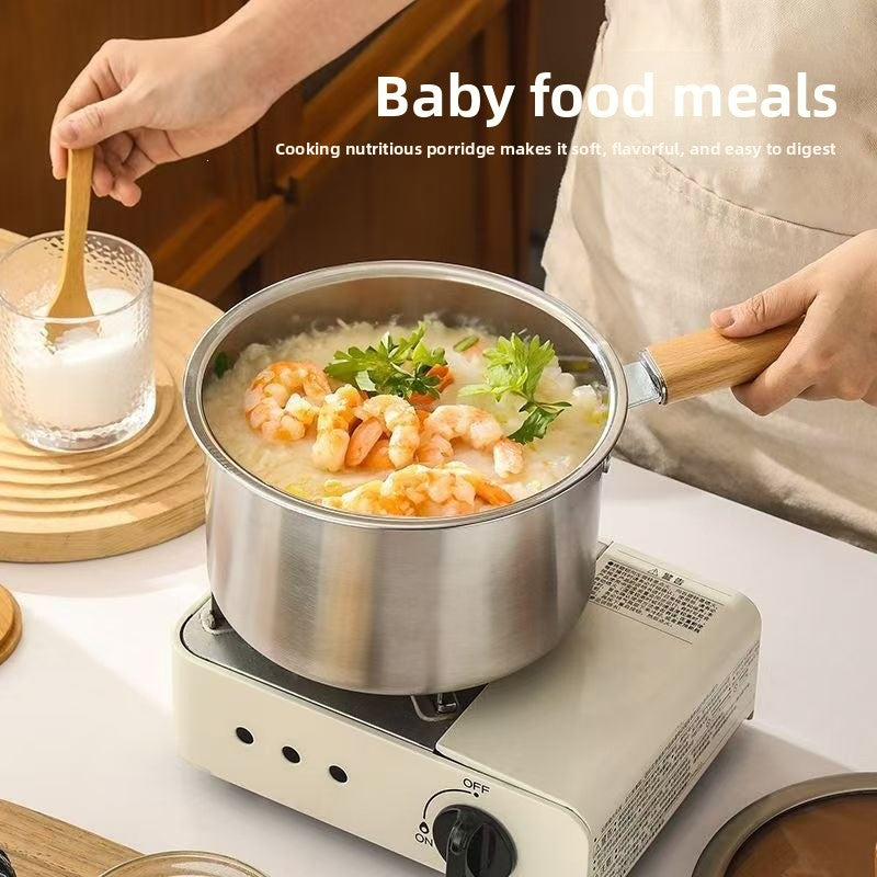 Stainless Steel Frying Pan with Wood Handle