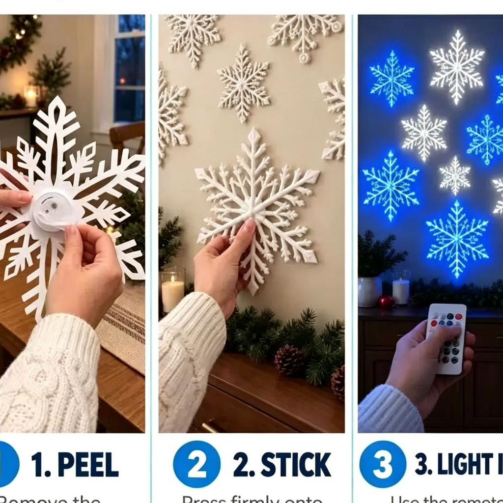 12PCS LED Snowflake Wall Lights Set teemdrop