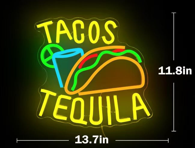 LED Neon Light Hamburger Fries Sushi Shape Sign for Home Bar Decoration