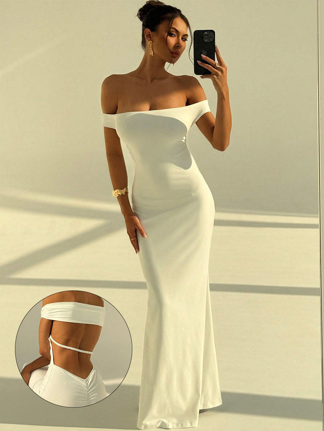 Sleeveless One-Shoulder Backless Slim Fit Long Dress teemdrop