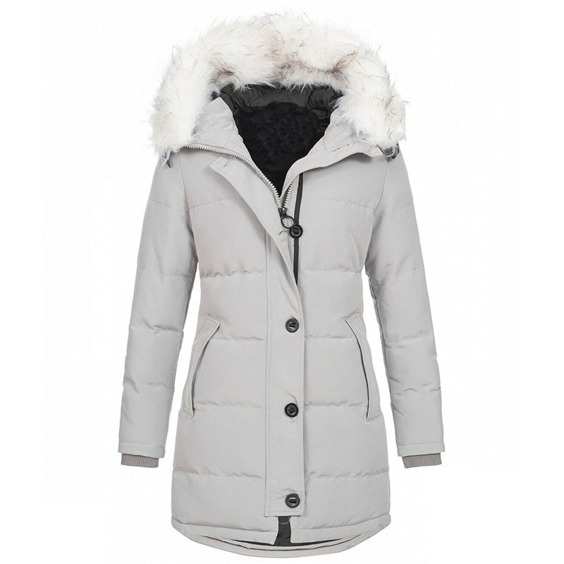 Womens Hooded Long Sleeve Warm Zipper Quilted Jacket teemdrop