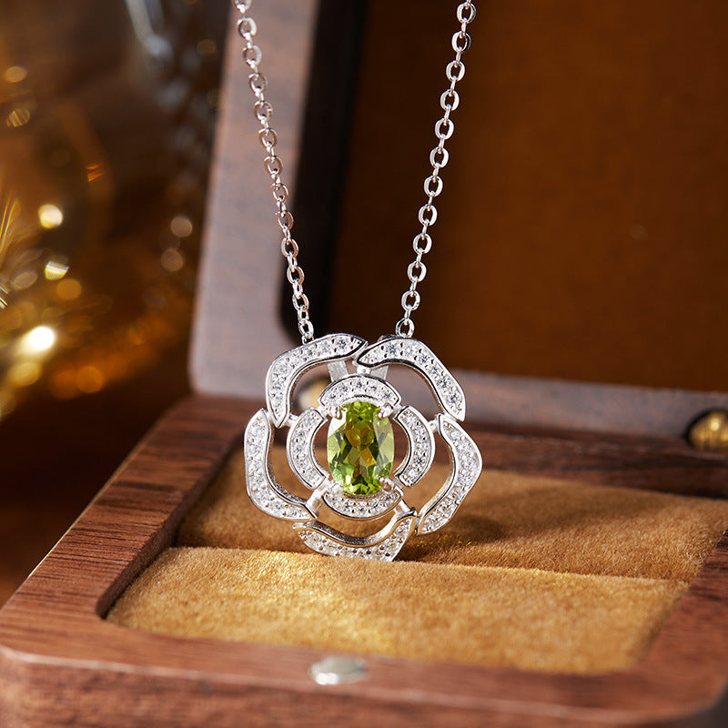 Silver Natural Birthstone Flower Vintage Adjustable Ring
