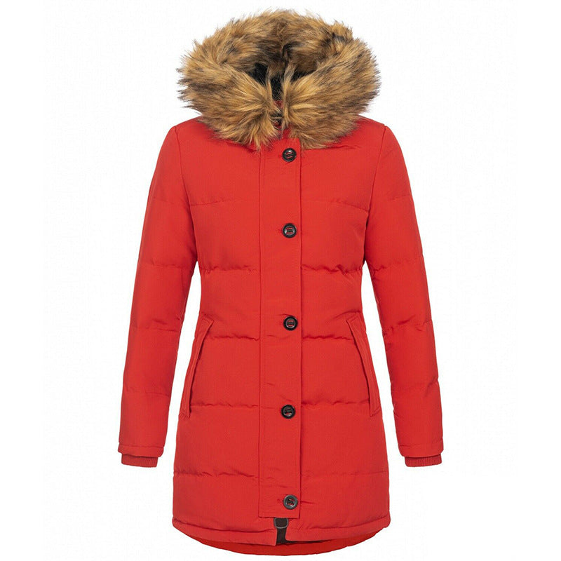 Womens Hooded Long Sleeve Warm Zipper Quilted Jacket teemdrop